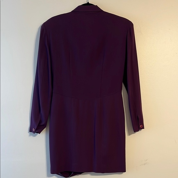 Ann Tjian for Kenar 2 Vintage Wool Purple plum burgundy button‎ down shirt Dress - Picture 4 of 4